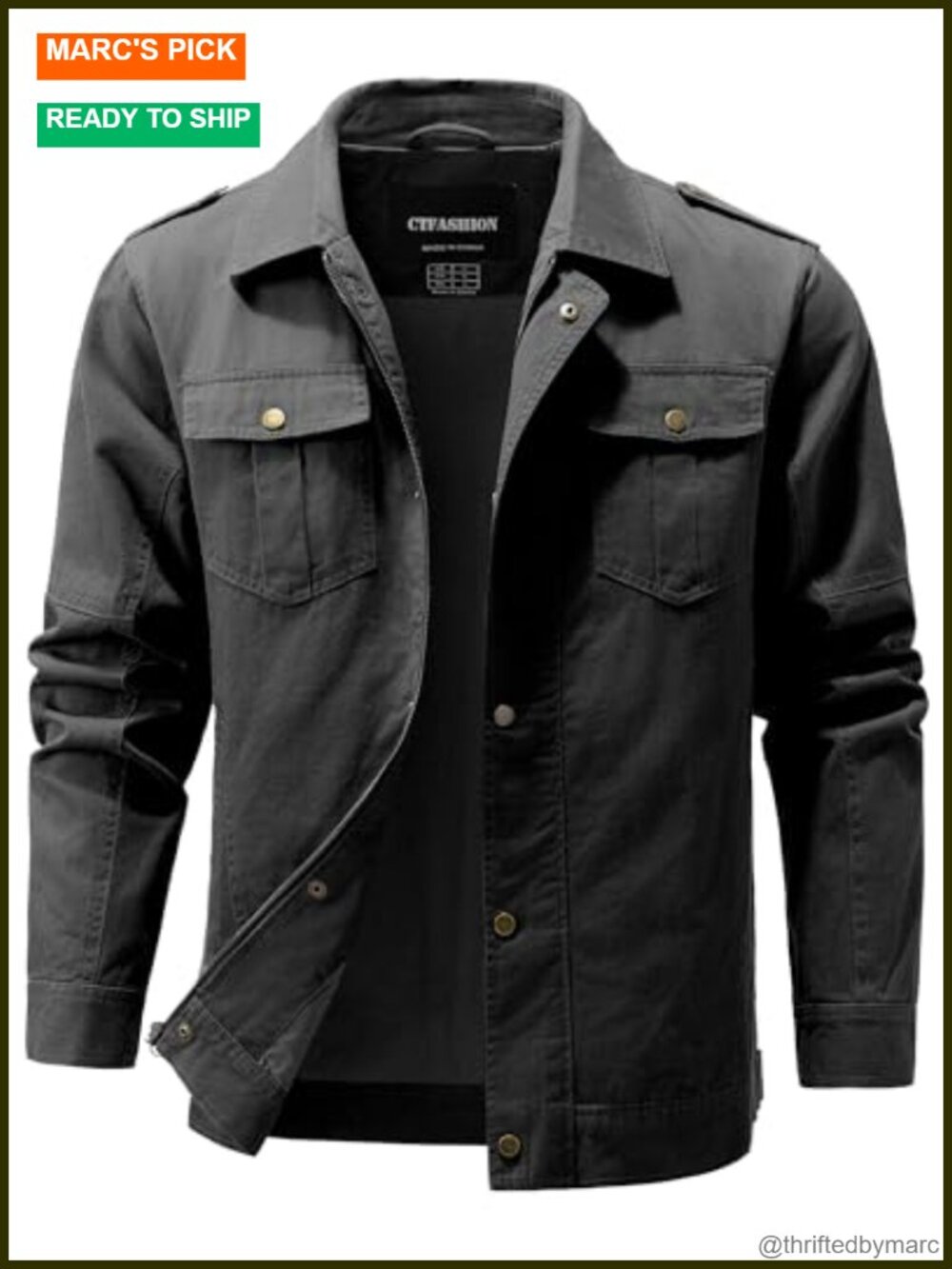Men's Military Field Jacket Cotton Lightweight Canvas Bomber Casual Work Zipper